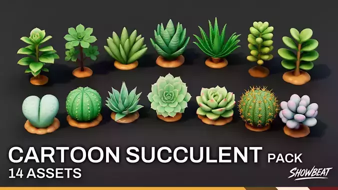 Cartoon Succulent Plants Pack