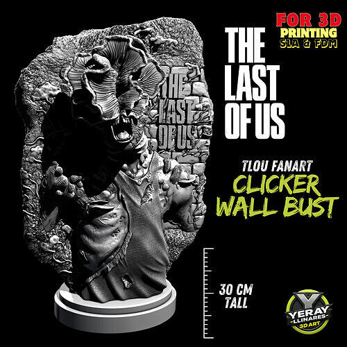Clicker on the Wall The Last of Us Wall Bust for 3D Printing 3D print model