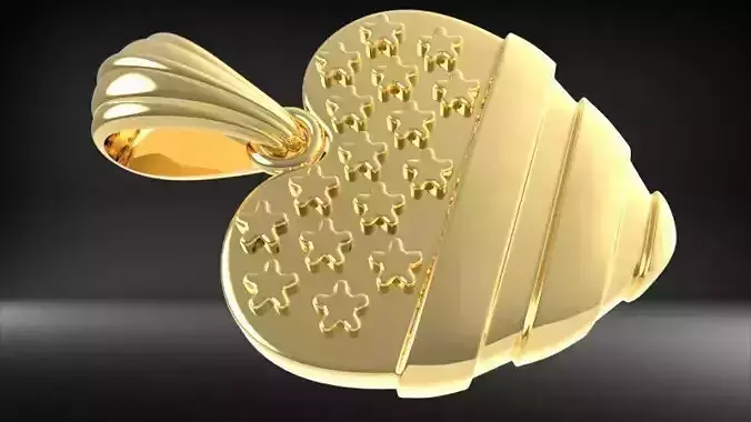 HEART WITH AMERICA USA FLAG CROSS PENDANT 