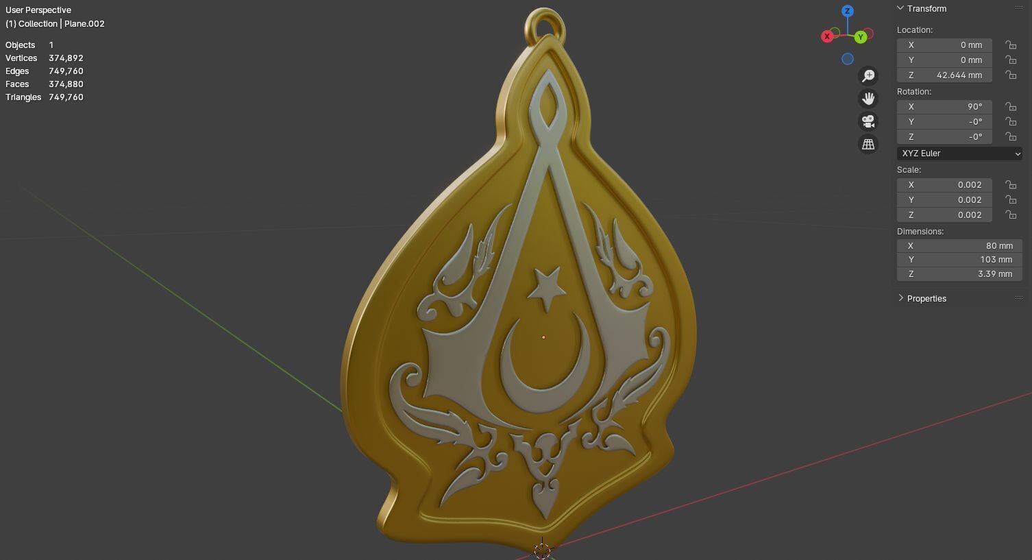Turkish Assassin Pendant 3D Print Model 3D print model_21