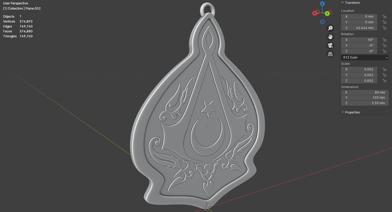 Turkish Assassin Pendant 3D Print Model 3D print model_20