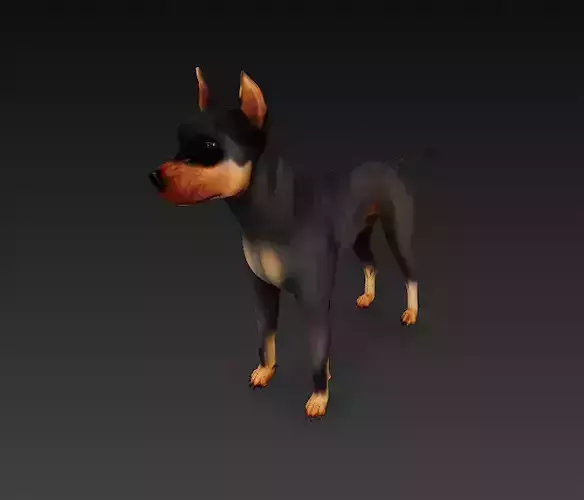 Doberman Dog 3D Model Basic - Low Poly Simple Low-poly 3D model