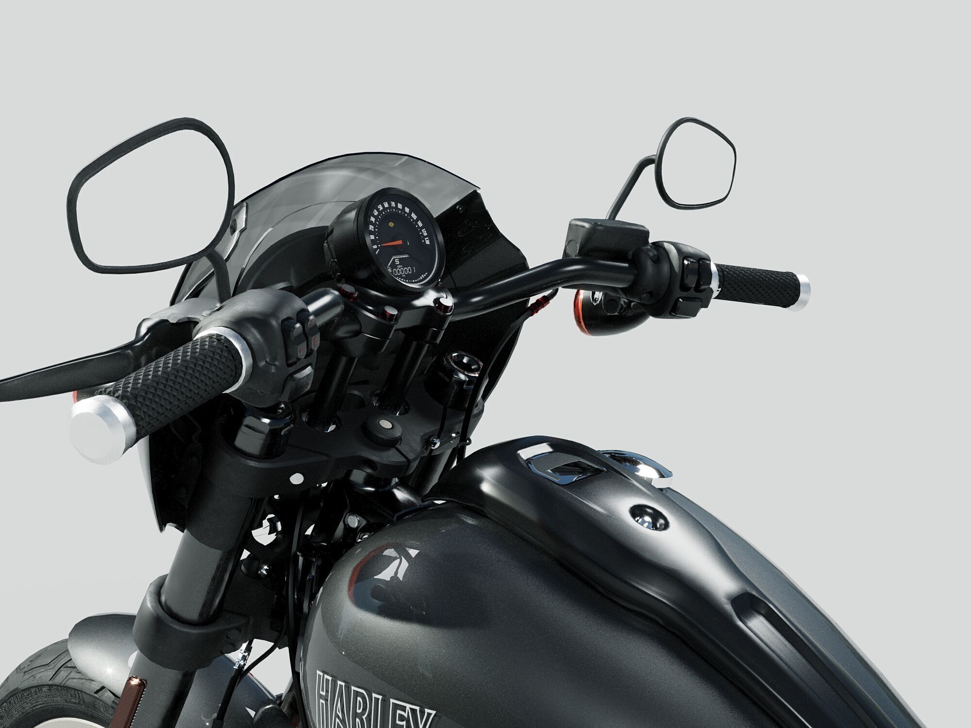 Harley-Davidson Low Rider S Custom Solo Seat Motorcycle 3D Model 3D model_8