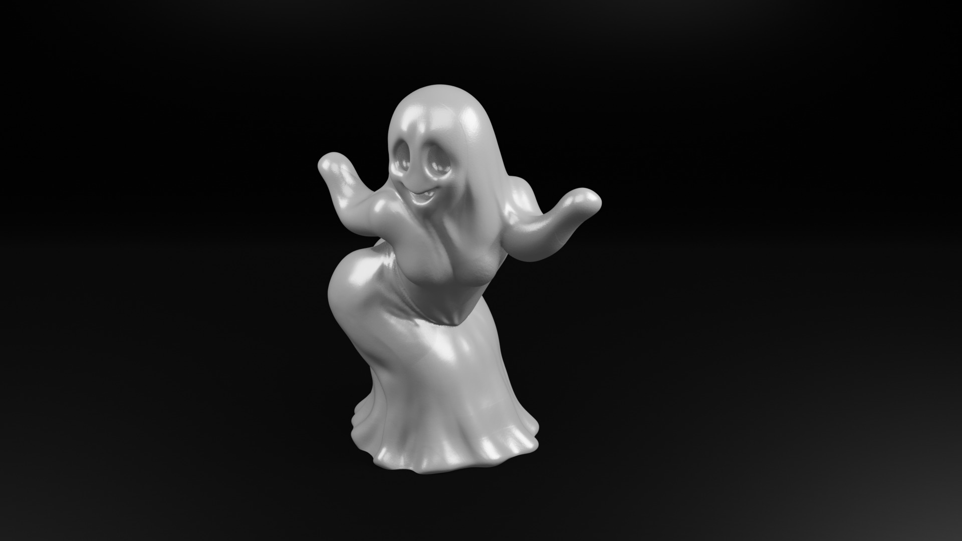 Twerking Ghost Girl 3D Model Funny Halloween STL 3D print model_1