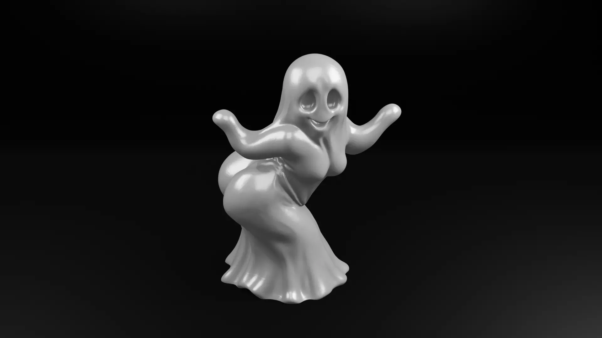 Twerking Ghost Girl 3D Model Funny Halloween STL 3D print model_0