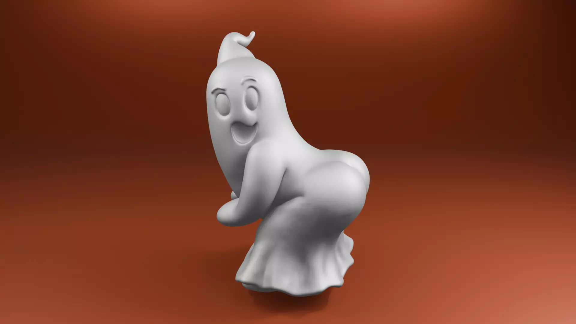 Twerking Cartoon Ghost 3D Model Funny Halloween STL 3D print model_0