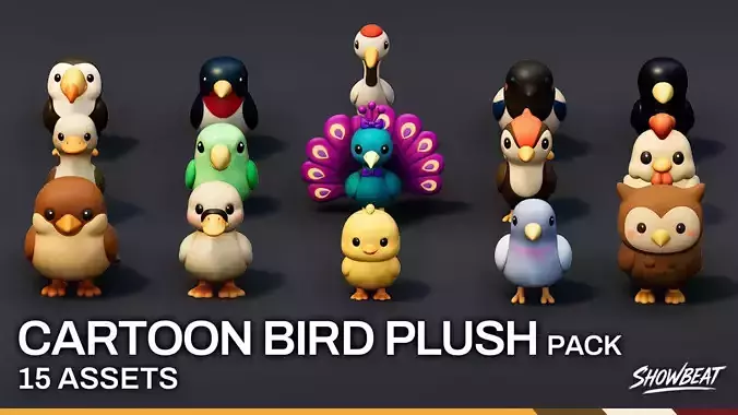 Cartoon Bird Plush Pack