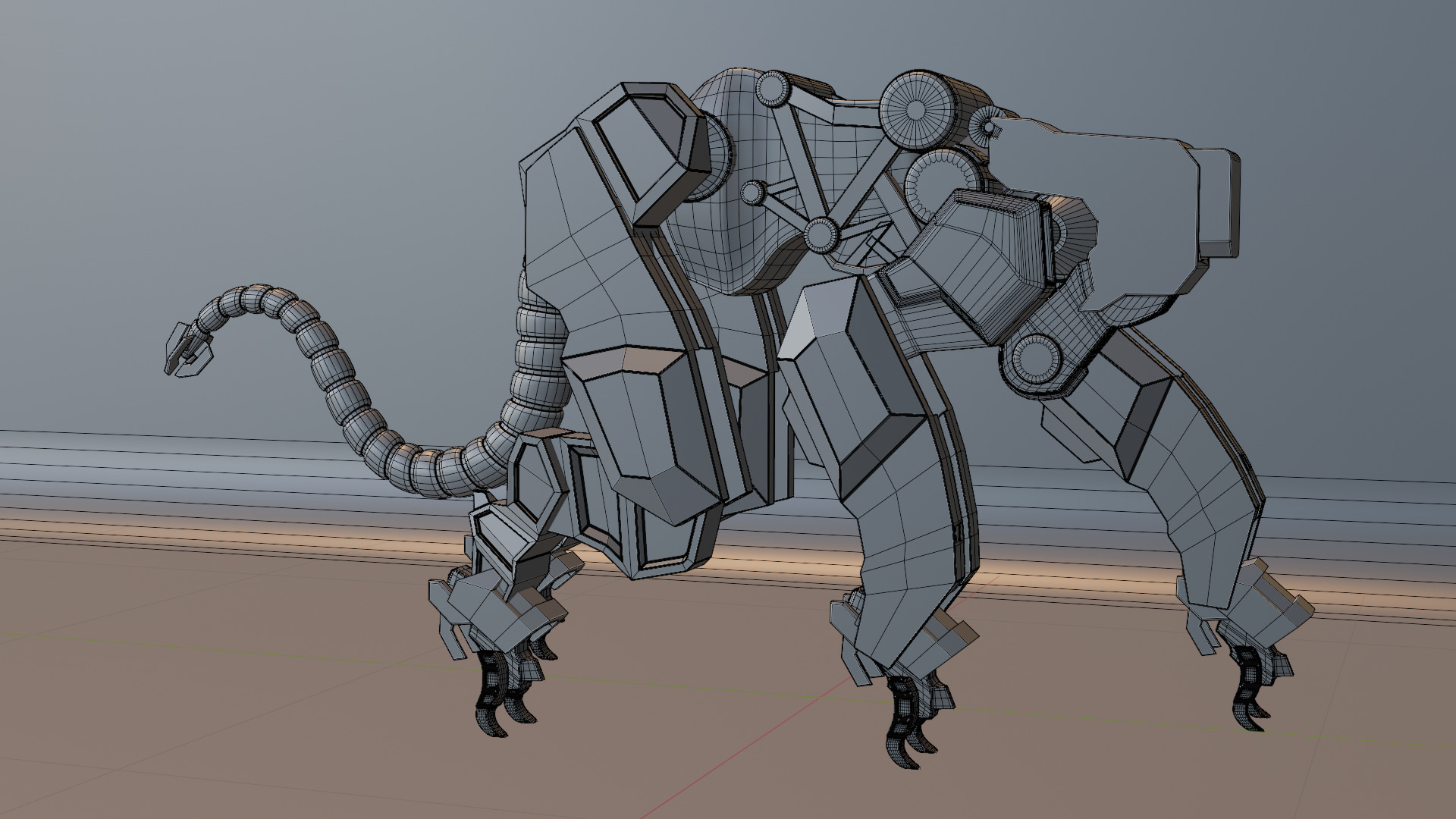 Sci-Fi Robot Futuristic Quadruped 3D model_70