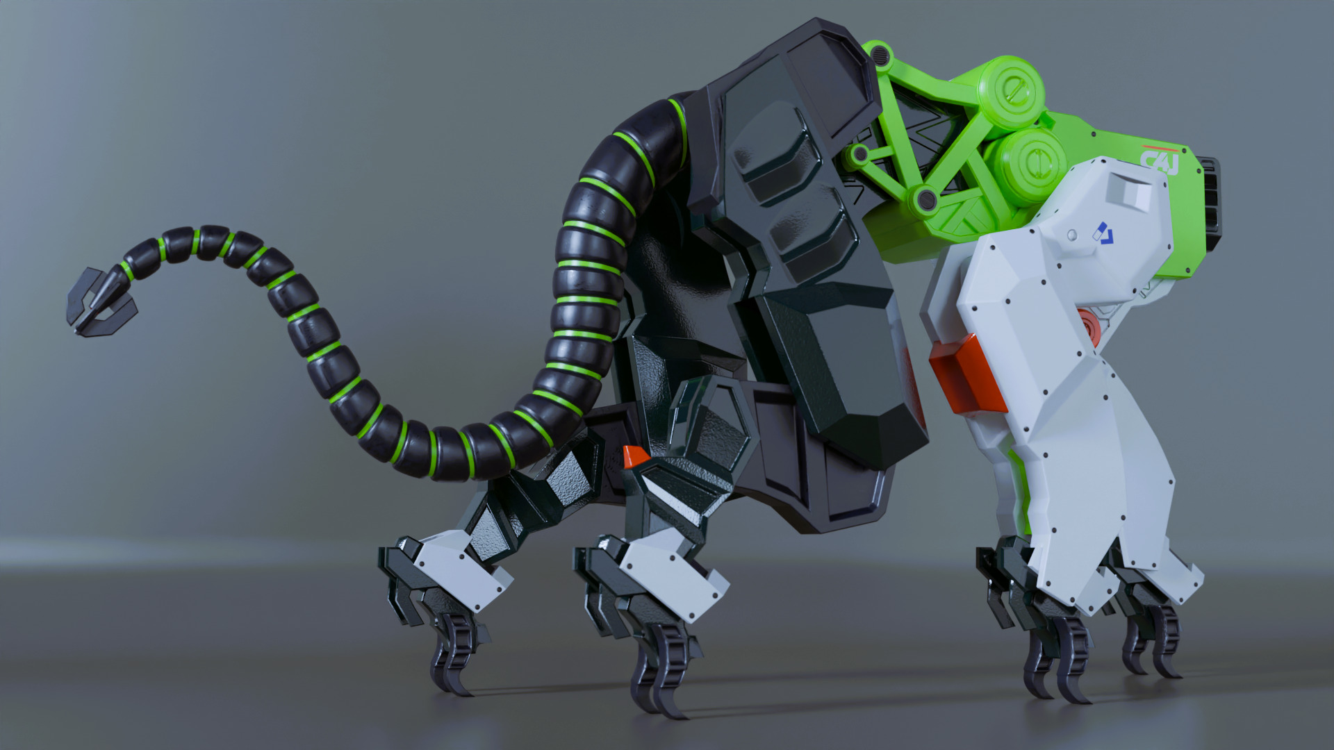 Sci-Fi Robot Futuristic Quadruped 3D model_2