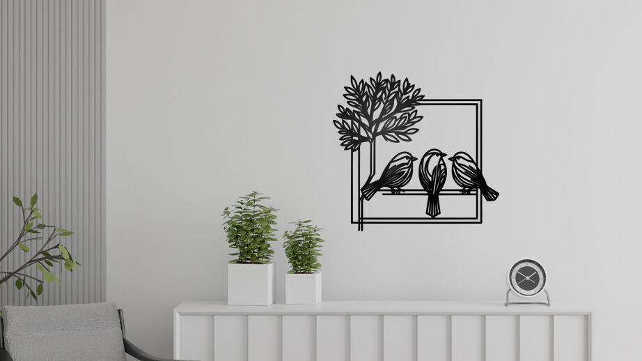 Birds on a Tree Branch Wall Decor 3D print model_6