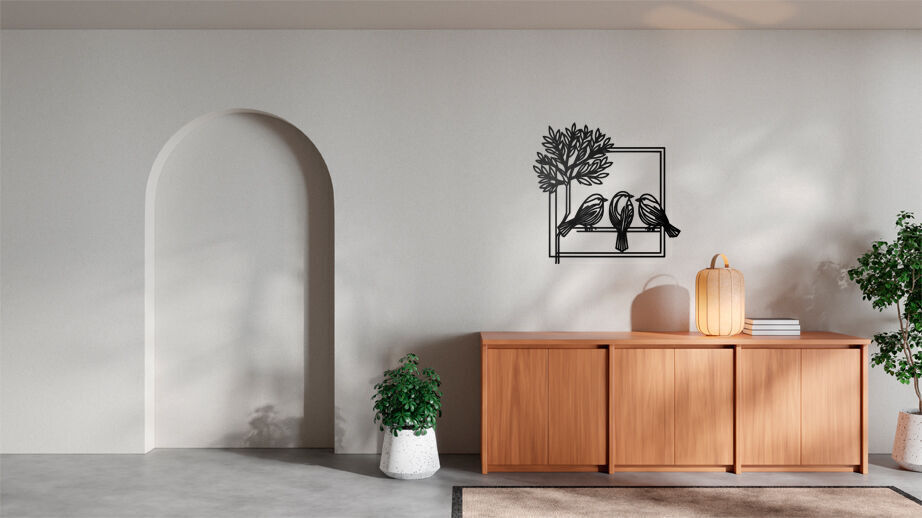 Birds on a Tree Branch Wall Decor 3D print model_4