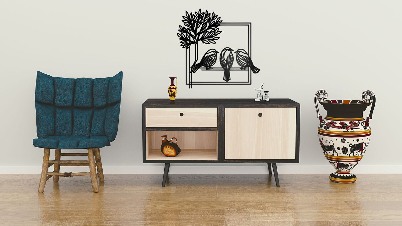 Birds on a Tree Branch Wall Decor 3D print model_3