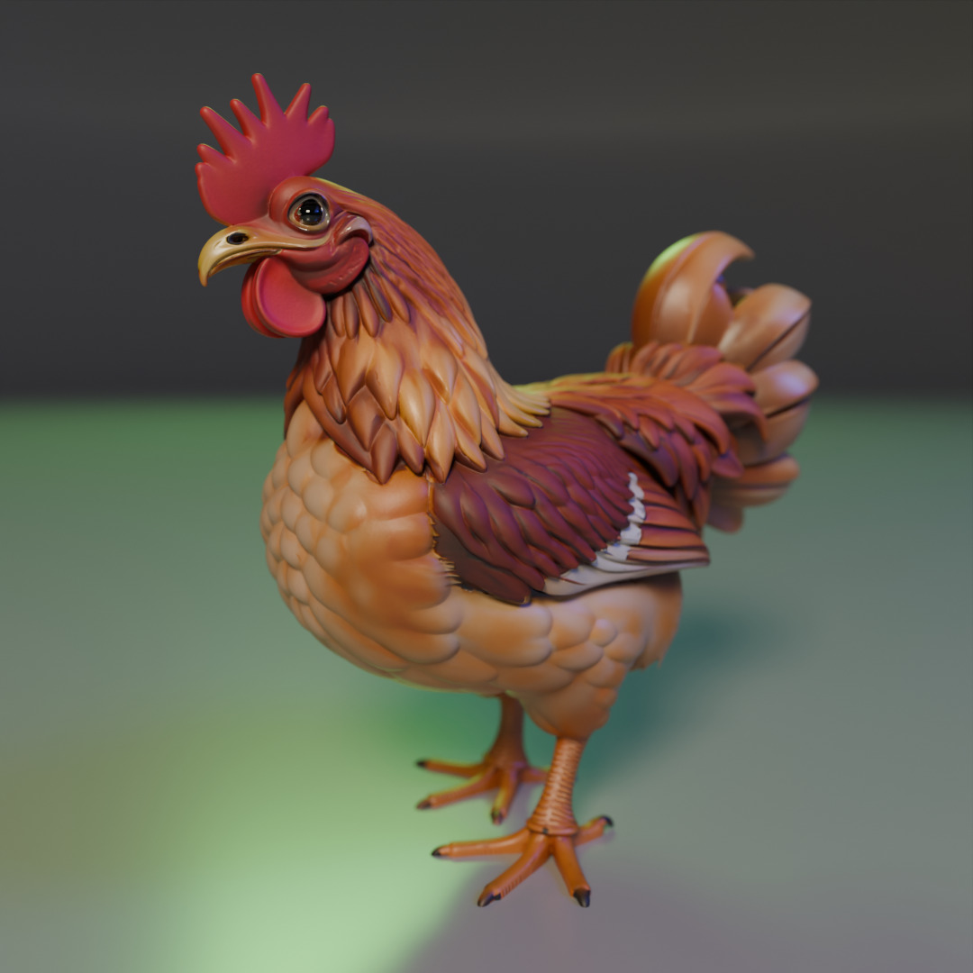 Rooster 3D print model_7