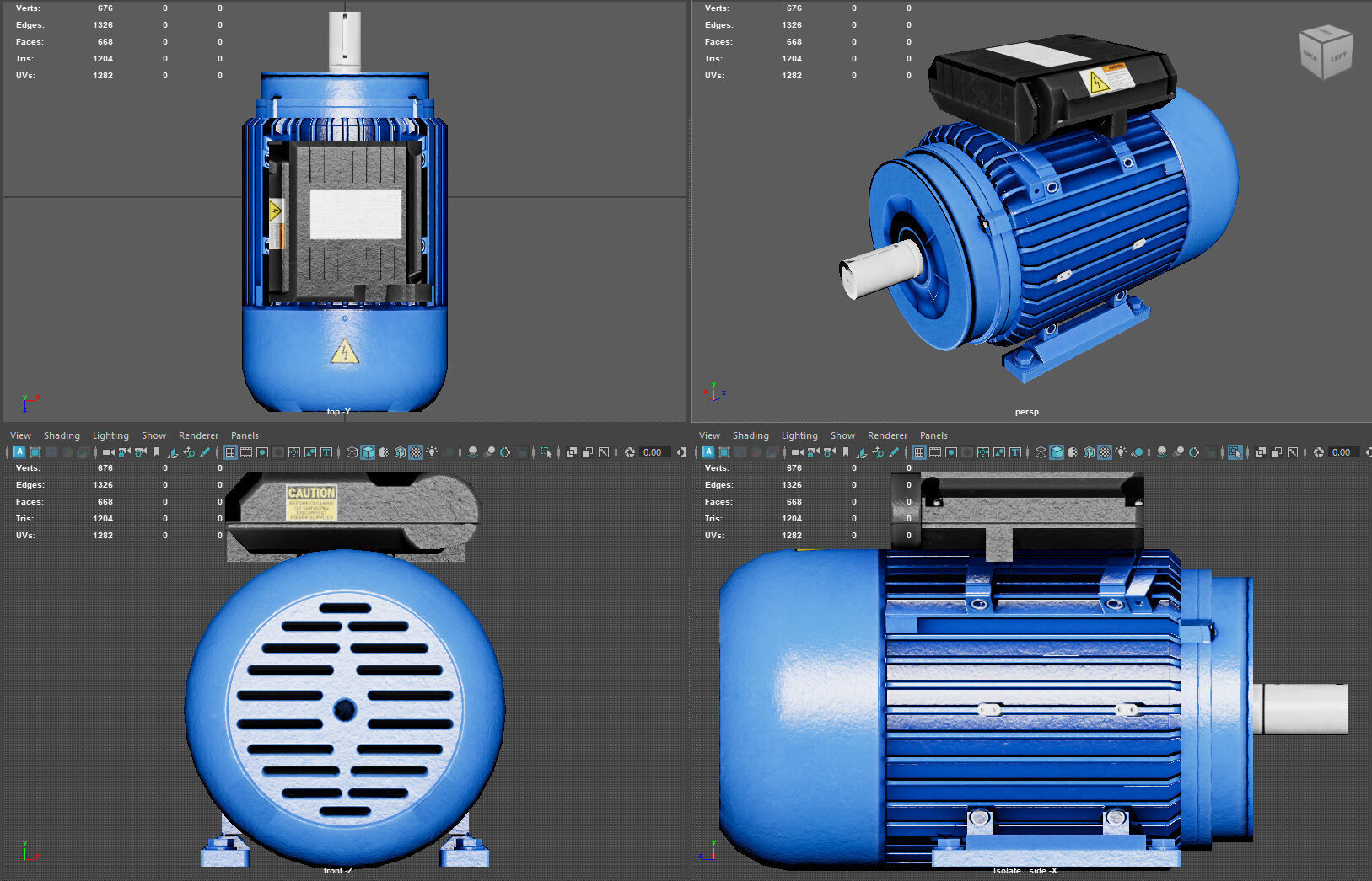 Low Poly Single Phase Electric Motor Low-poly 3D model_10