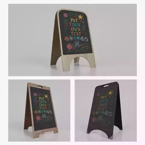 Customizable Modern A-Frame Chalkboard Signs Set 3D Model Collection