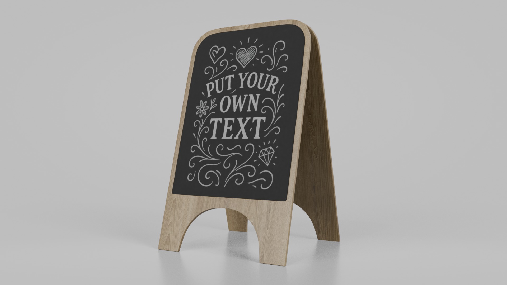 Customizable Modern A-Frame Chalkboard Signs Set 3D Model Collection_12