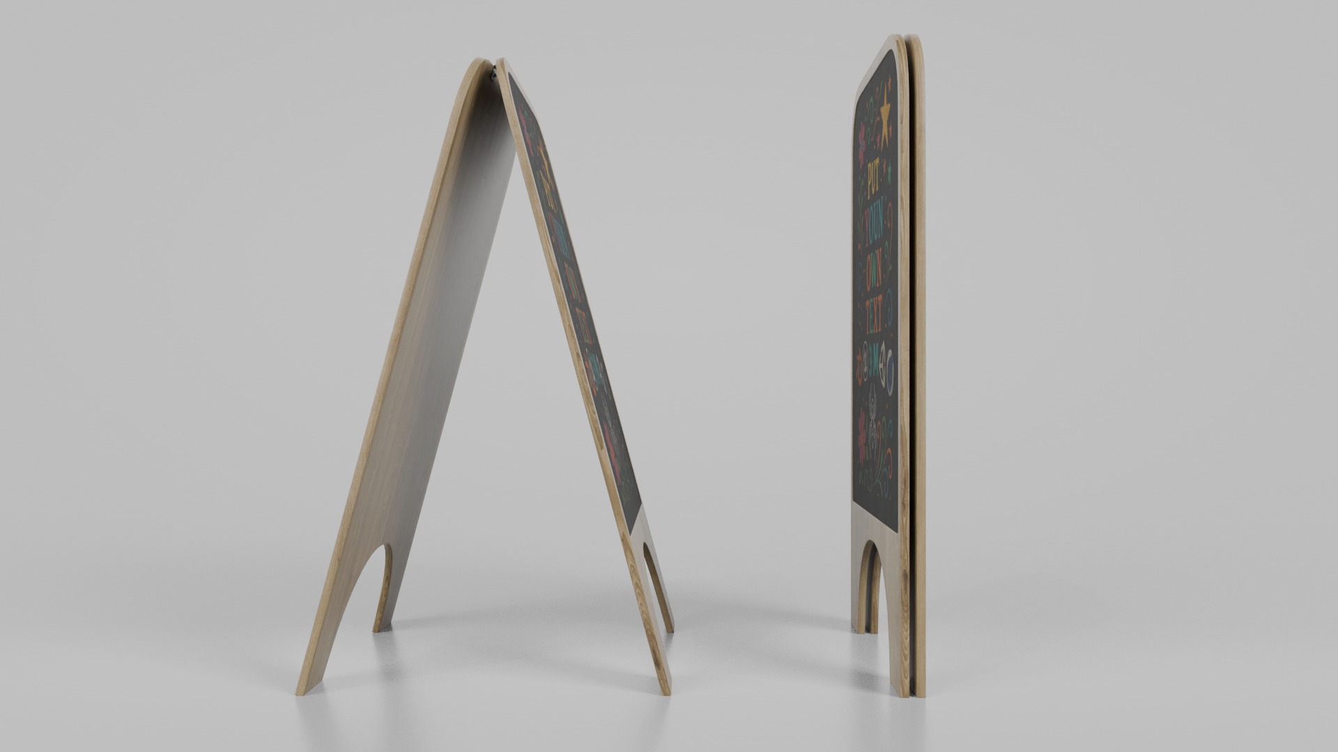 Customizable Modern A-Frame Chalkboard Signs Set 3D Model Collection_15