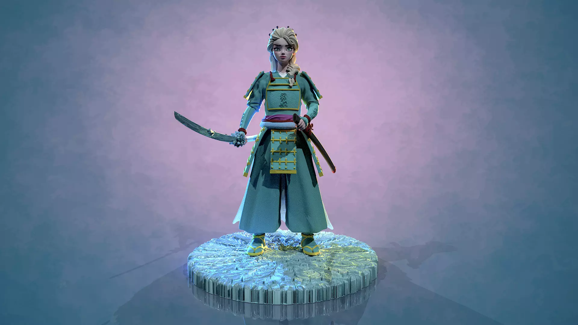 Elsa reine des neiges Samourai 3D print model_0