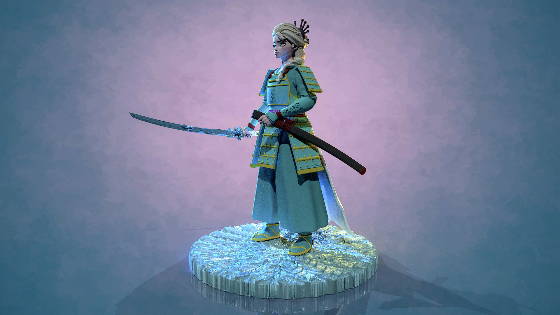 Elsa reine des neiges Samourai 3D print model_11