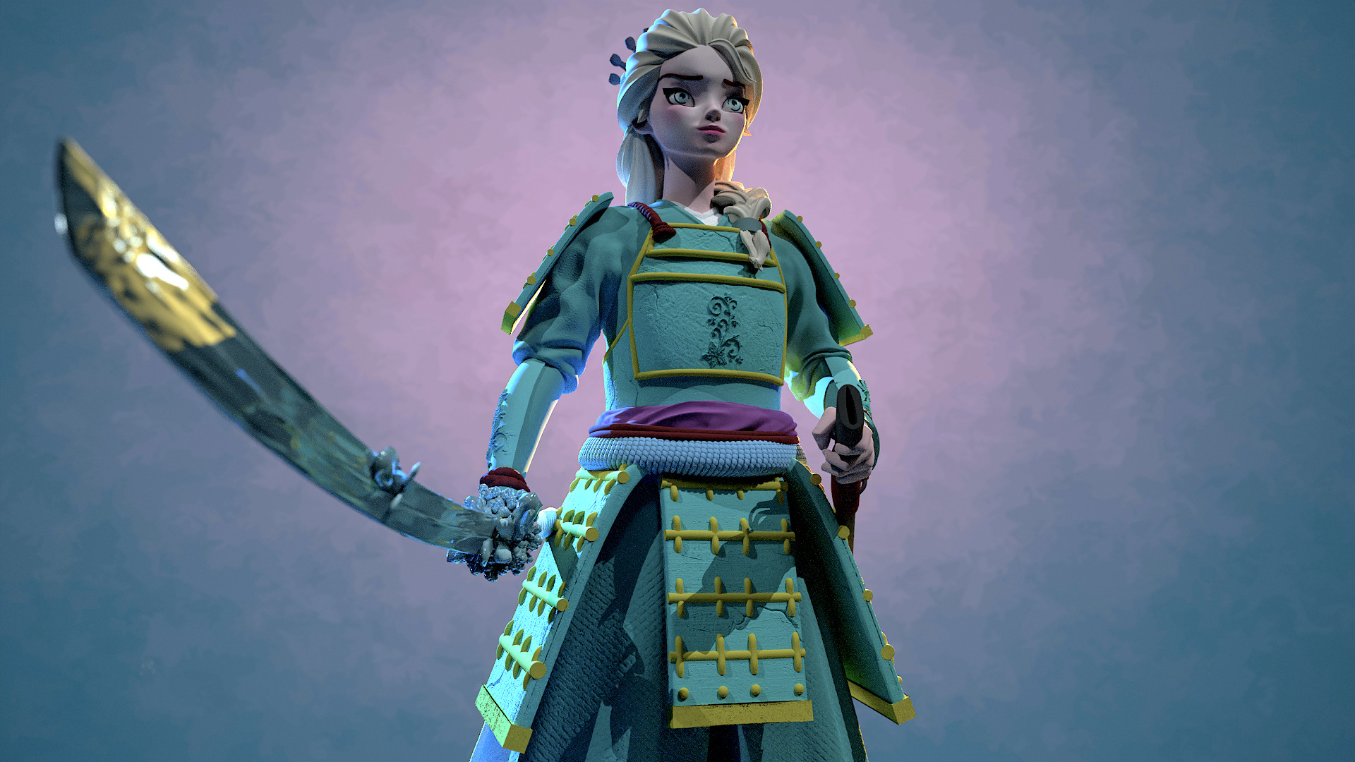 Elsa reine des neiges Samourai 3D print model_13