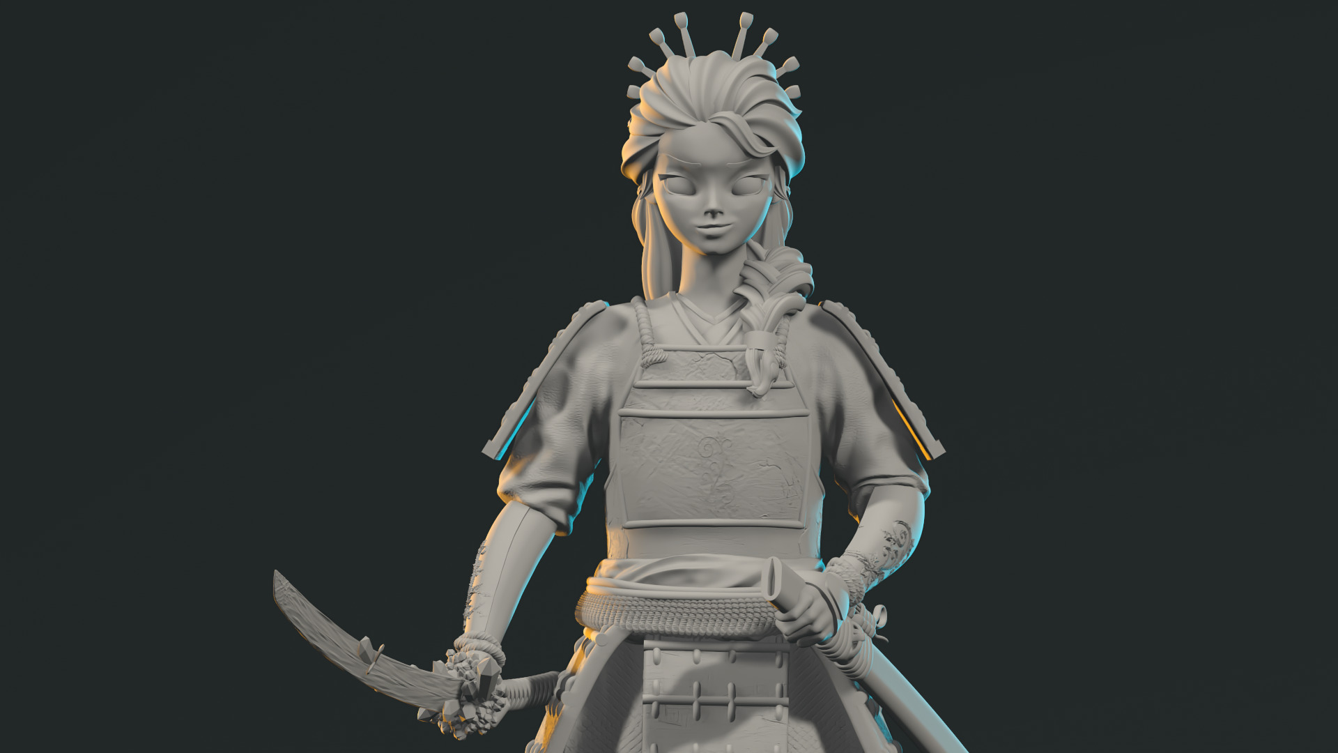 Elsa reine des neiges Samourai 3D print model_10
