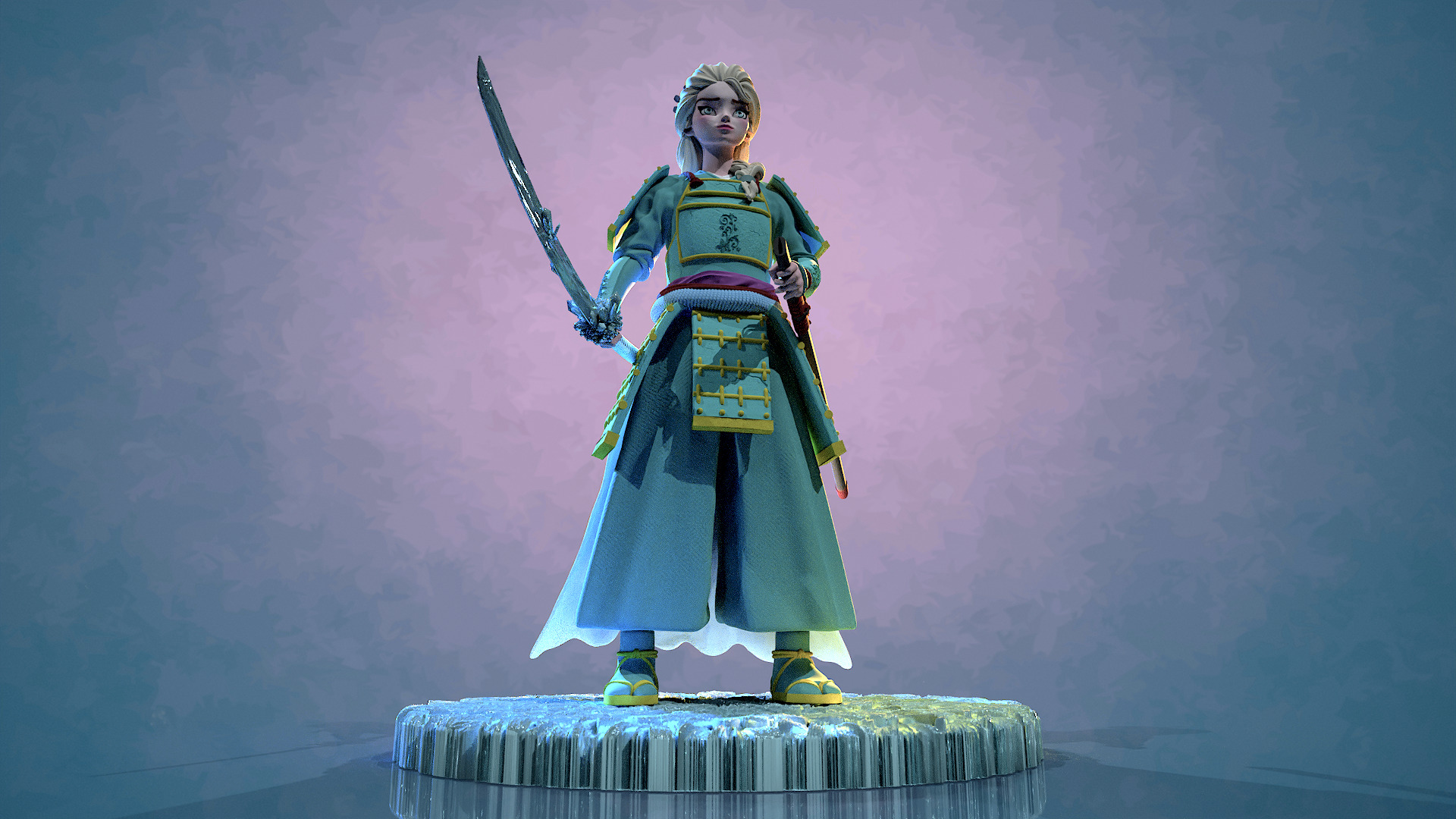 Elsa reine des neiges Samourai 3D print model_17