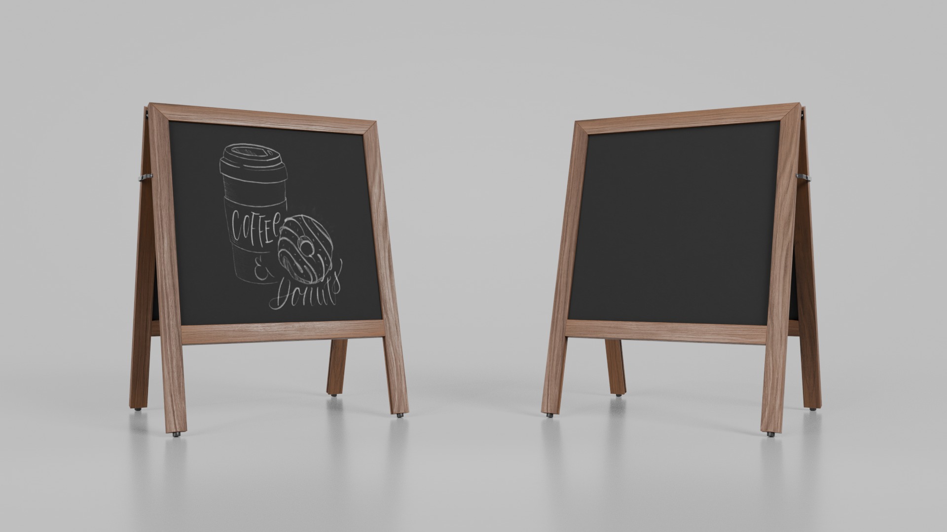 Customizable Classic Wooden A-Frame Chalkboard Signs 3D Model Collection_11