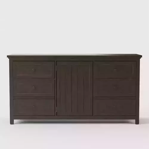 Beadboard 6 Drawer Wide Dresser Weathered Slate