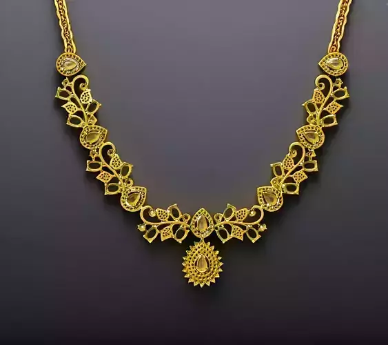 Floral Gold Necklace 3D print model