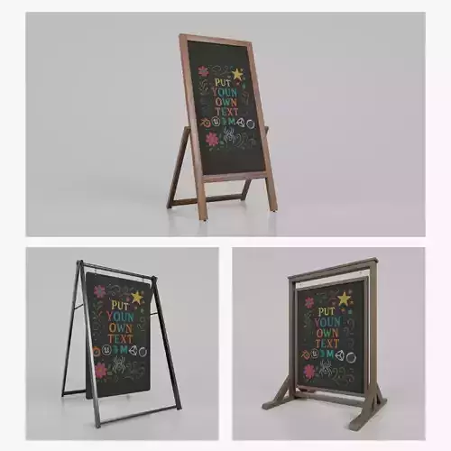 Customizable Double-Sided Chalkboard Signs 3D Model Collection