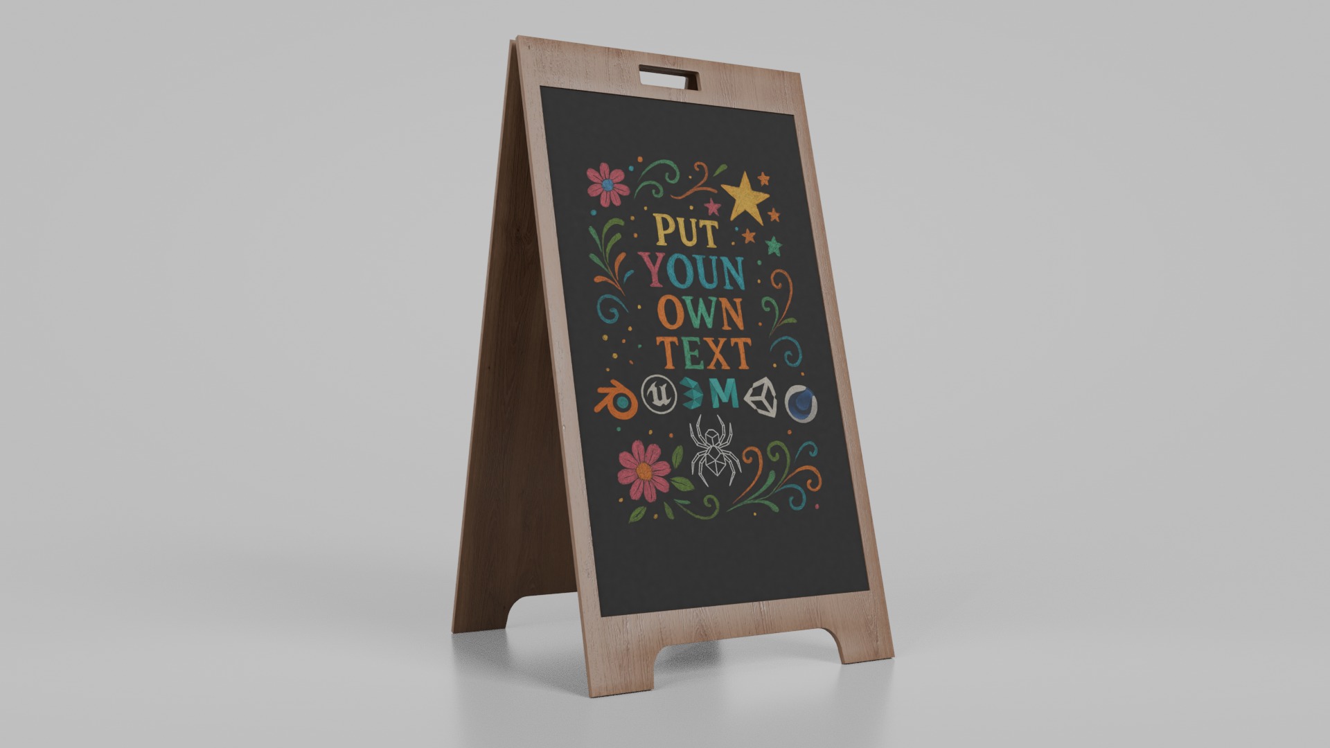 Customizable Heavy-Duty and Wide Chalkboard Signs 3D Model Collection_10