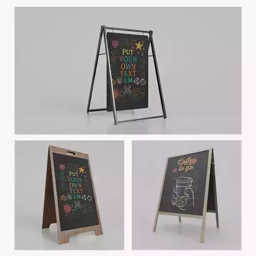 Customizable Heavy-Duty and Wide Chalkboard Signs 3D Model Collection