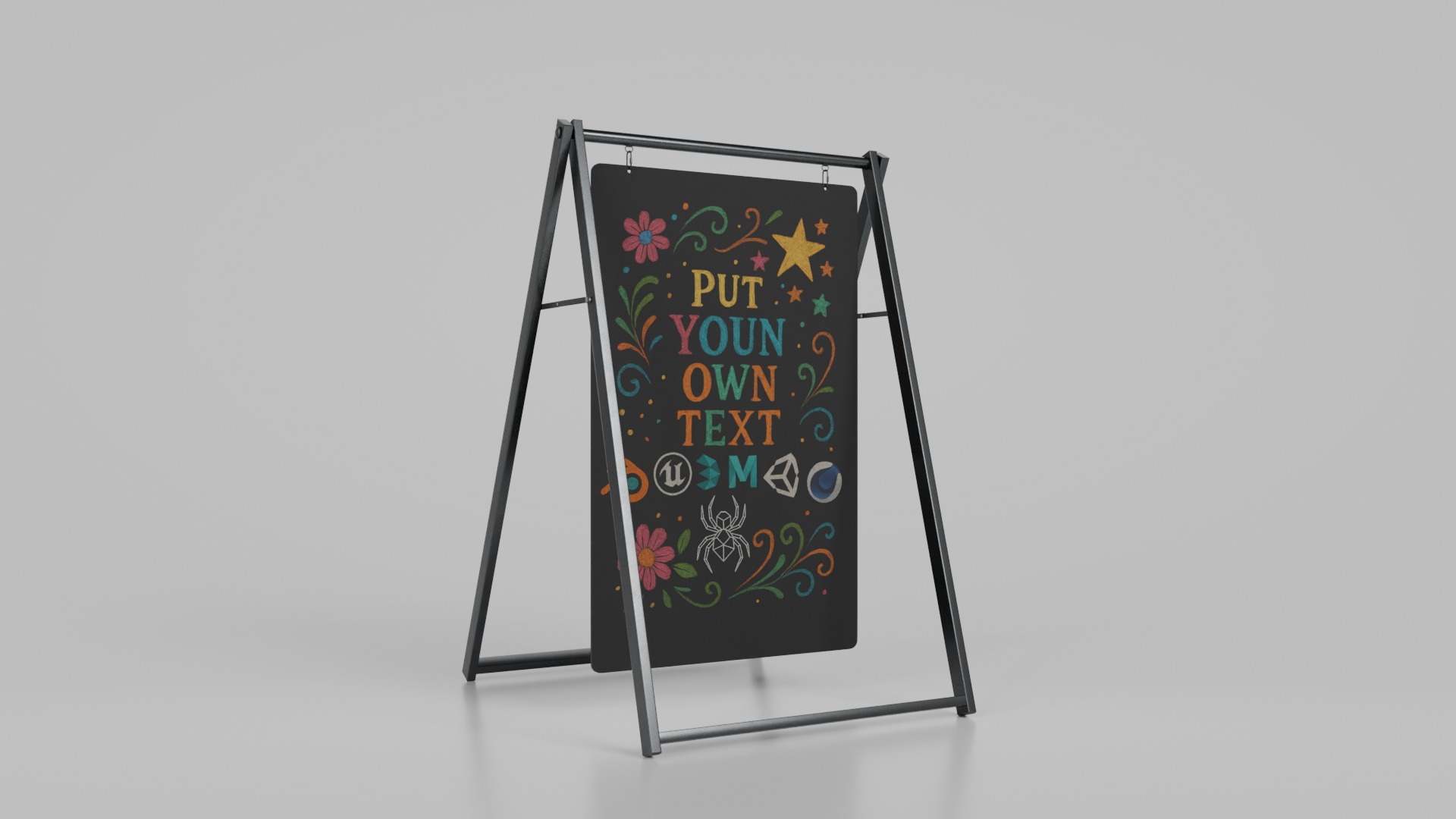 Customizable Heavy-Duty and Wide Chalkboard Signs 3D Model Collection_4