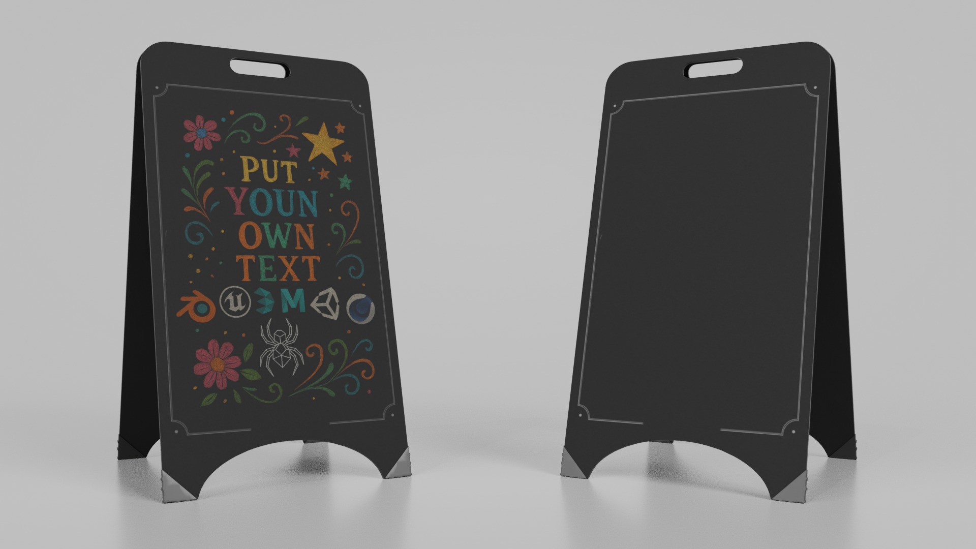 Customizable Minimalist A-Frame Chalkboard Signs 3D Model Collection_6