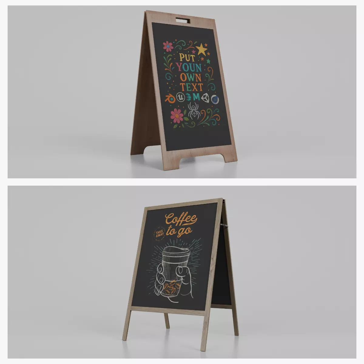 Customizable Wide and Large Format Chalkboard Signs 3D Model Collection_0