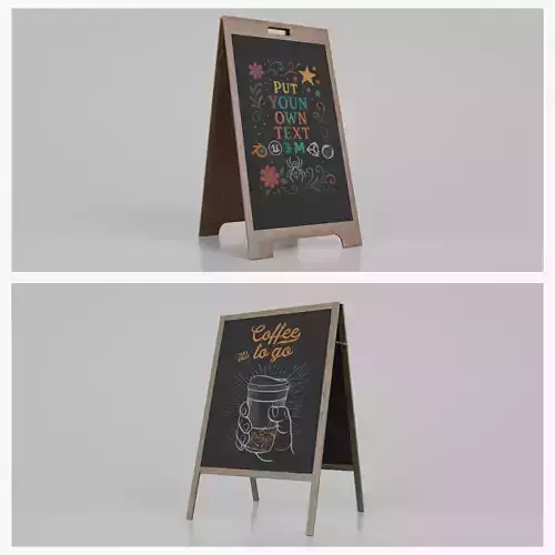 Customizable Wide and Large Format Chalkboard Signs 3D Model Collection