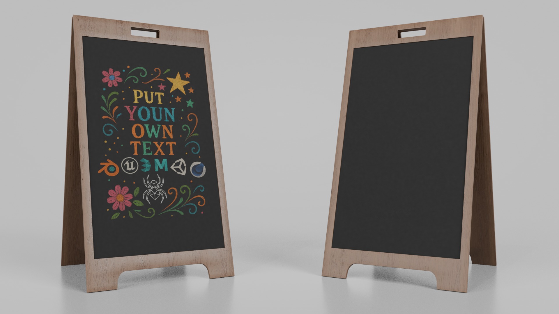 Customizable Wide and Large Format Chalkboard Signs 3D Model Collection_6