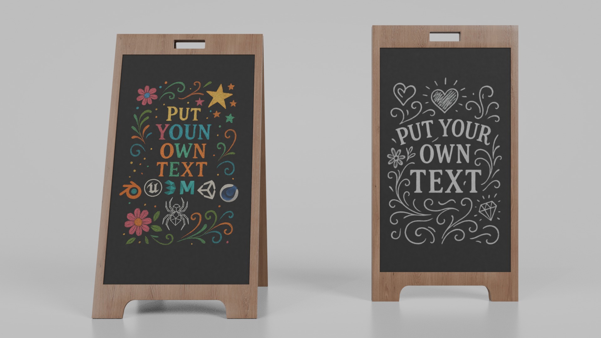 Customizable Wide and Large Format Chalkboard Signs 3D Model Collection_7