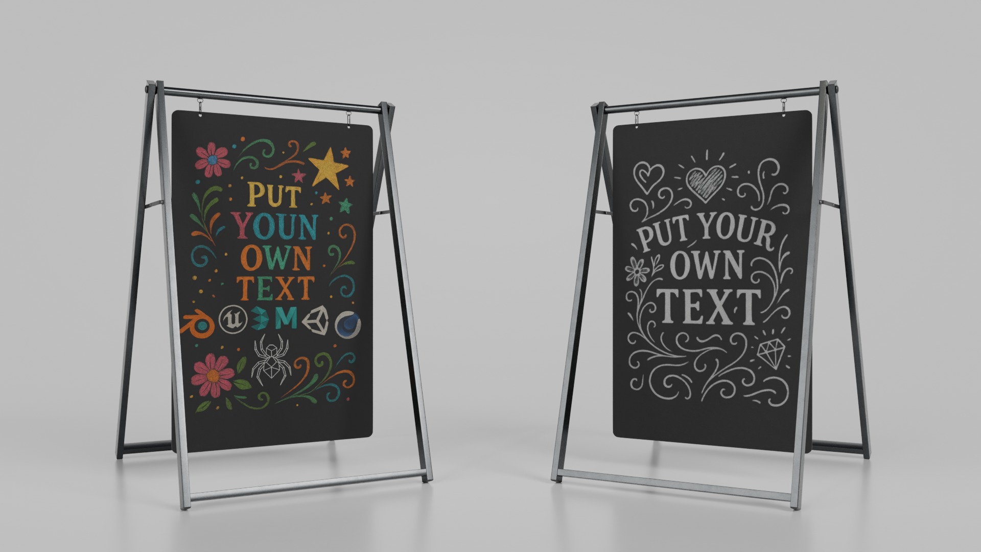 Customizable Premium Modern Chalkboard Signs 3D Model Collection_7