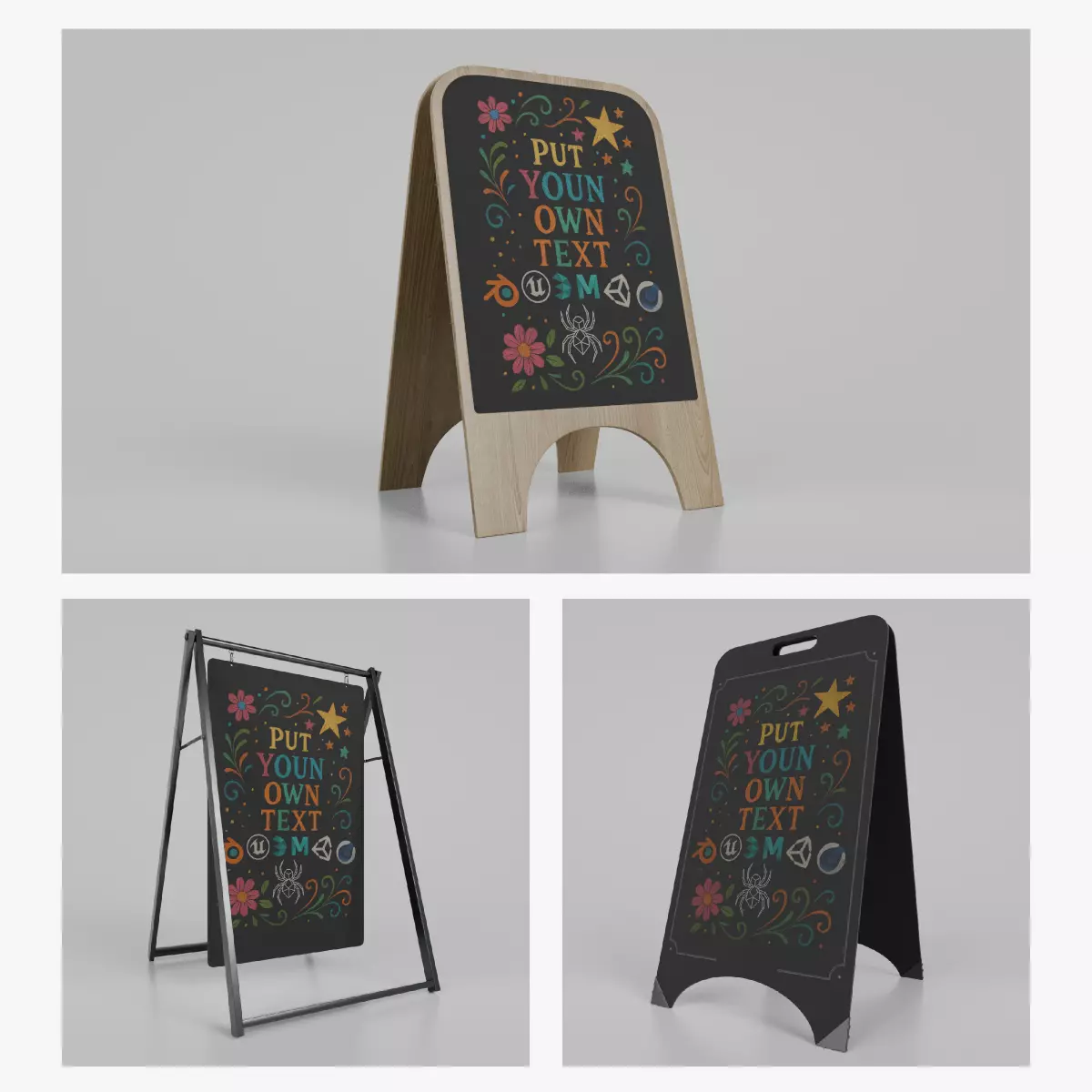 Customizable Premium Modern Chalkboard Signs 3D Model Collection_0