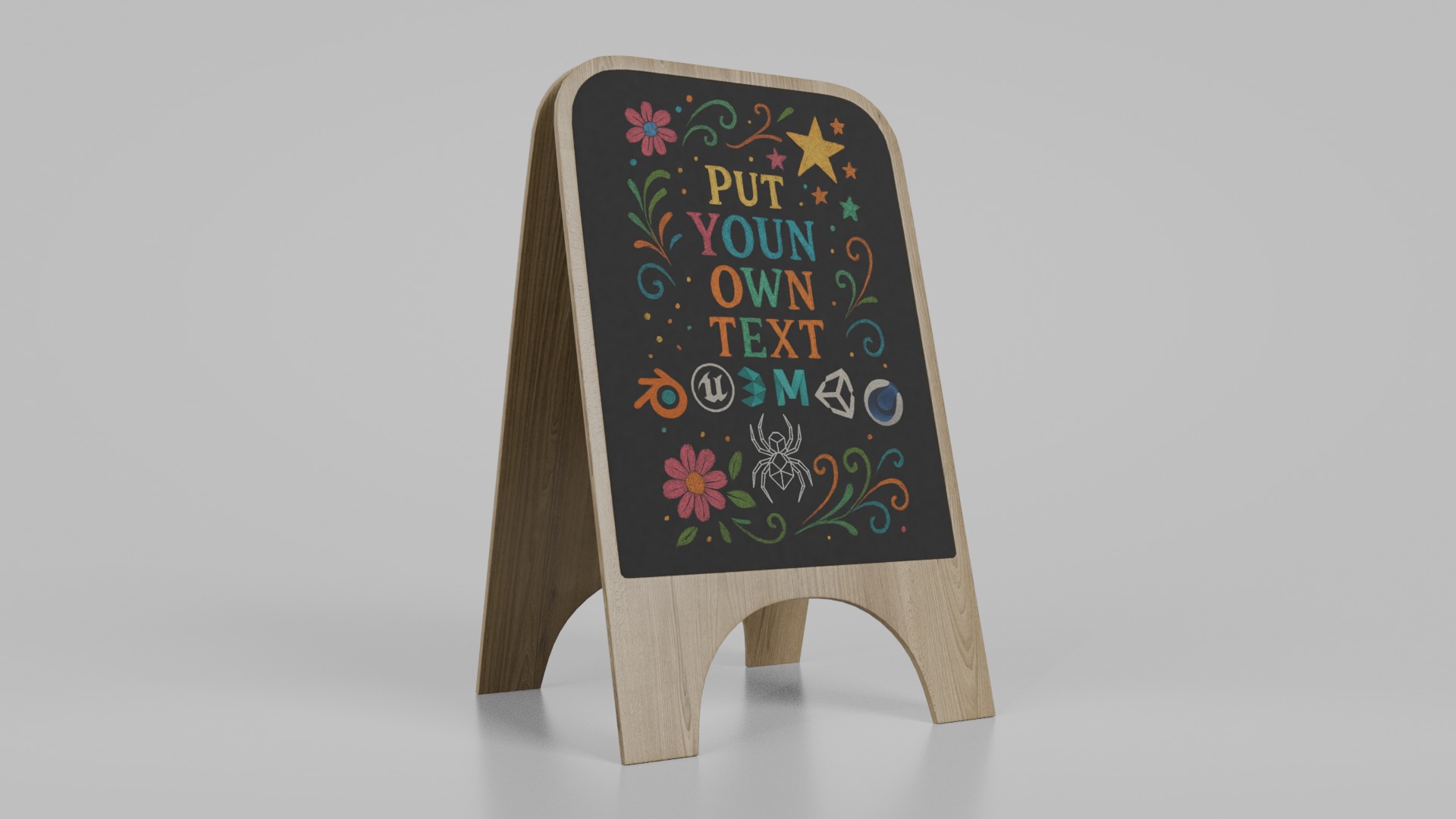 Customizable Premium Modern Chalkboard Signs 3D Model Collection_10