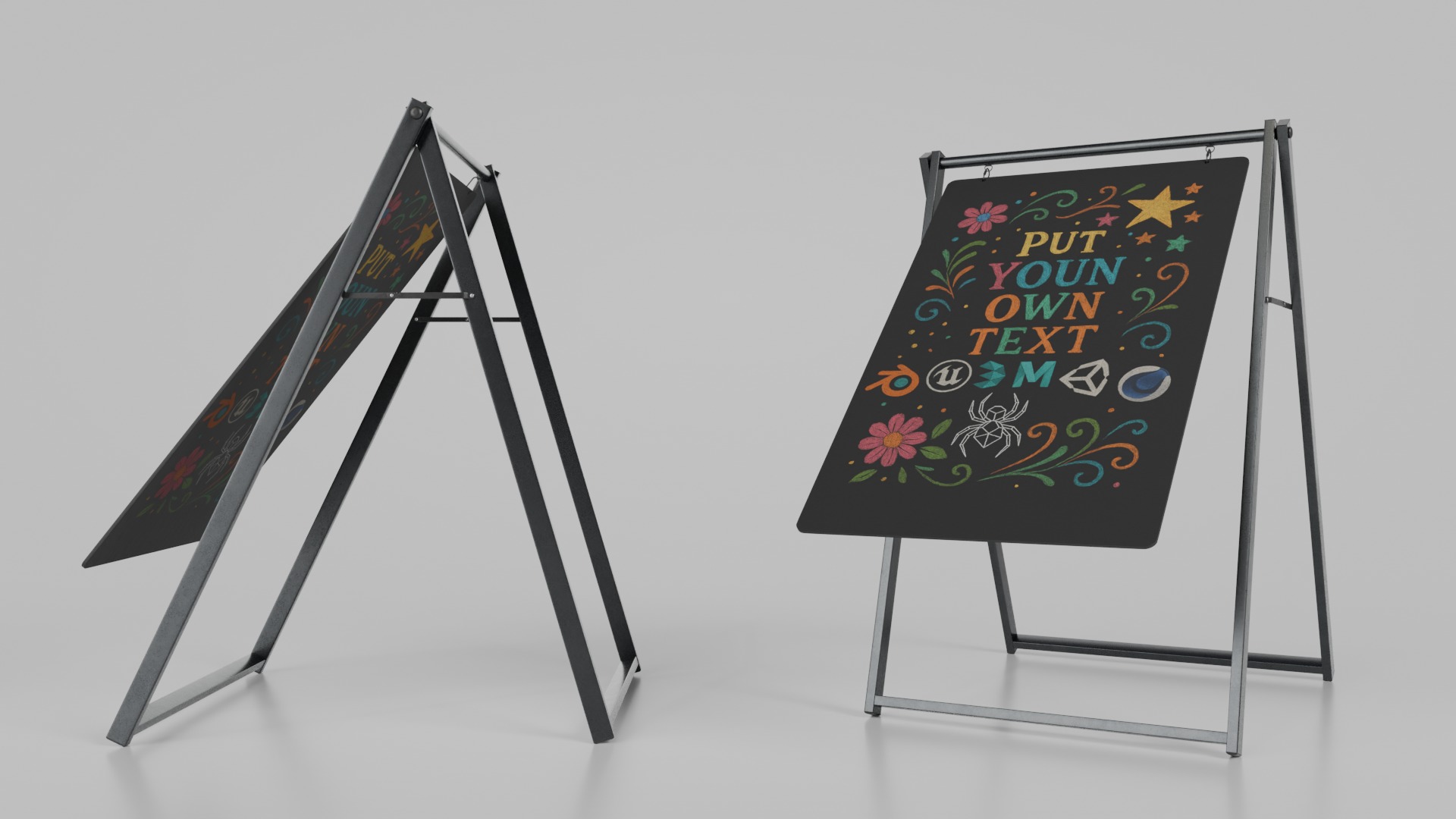 Customizable Premium Modern Chalkboard Signs 3D Model Collection_9