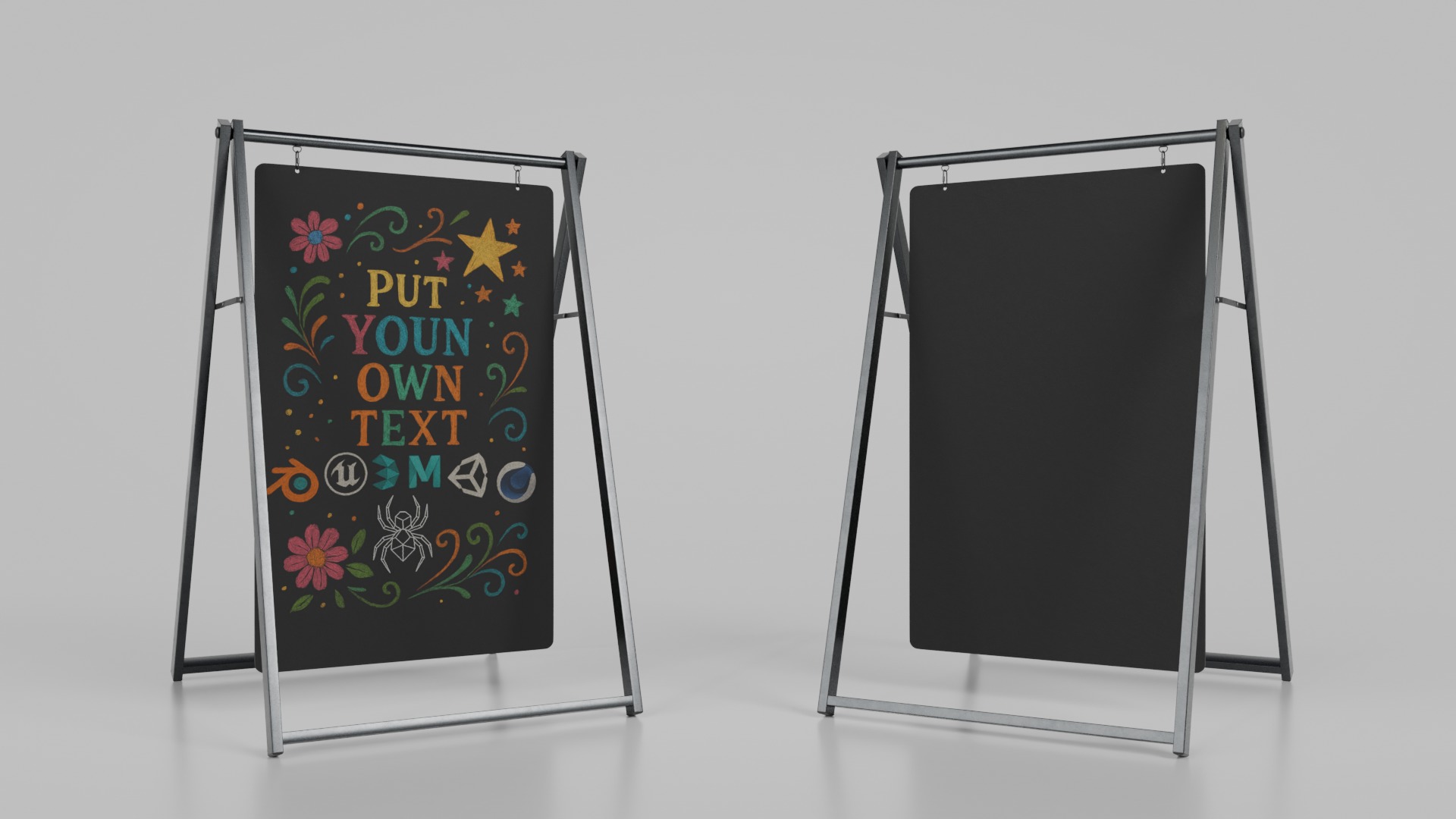 Customizable Premium Modern Chalkboard Signs 3D Model Collection_8