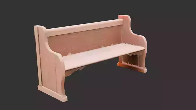 Classic Wooden Church Pew Low-poly 3D model