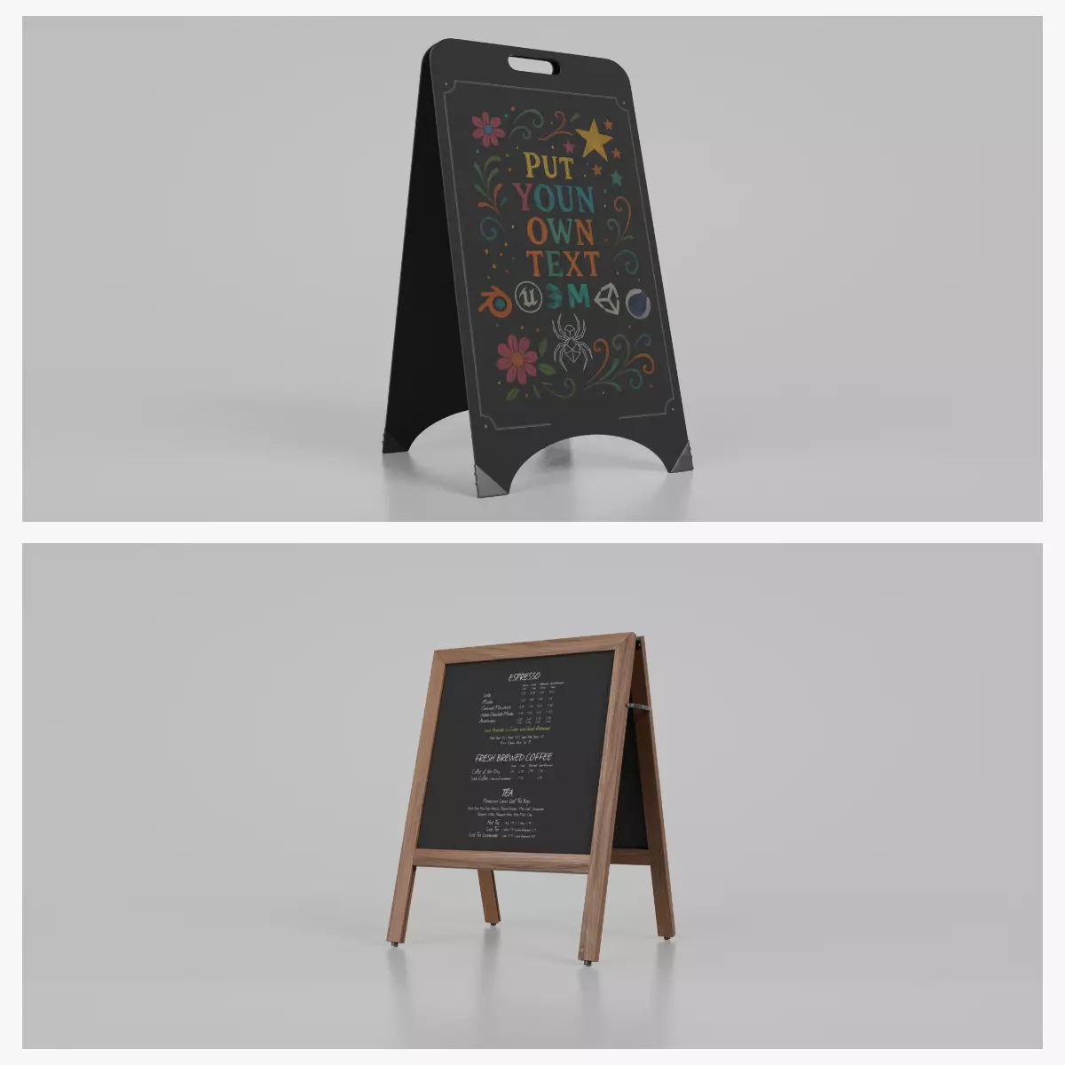 Customizable Compact Chalkboard Signs 3D Model Collection_0