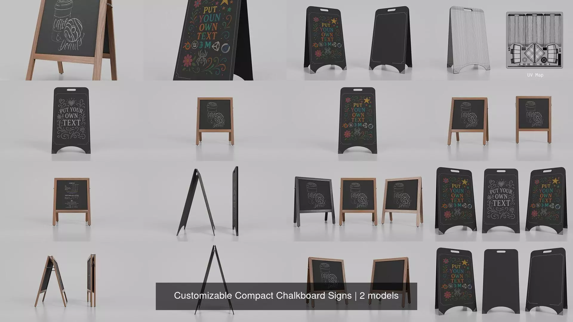Customizable Compact Chalkboard Signs 3D Model Collection_3