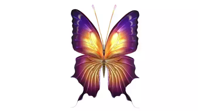 Fantasy Glowing Butterfly 3D Model  Stylized Insect FBX Blender 3D model