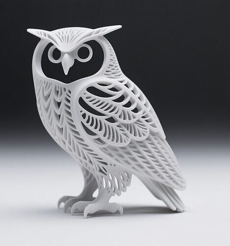 Hollow Owl Sculpture with Feather-Inspired Cutouts 3D print model