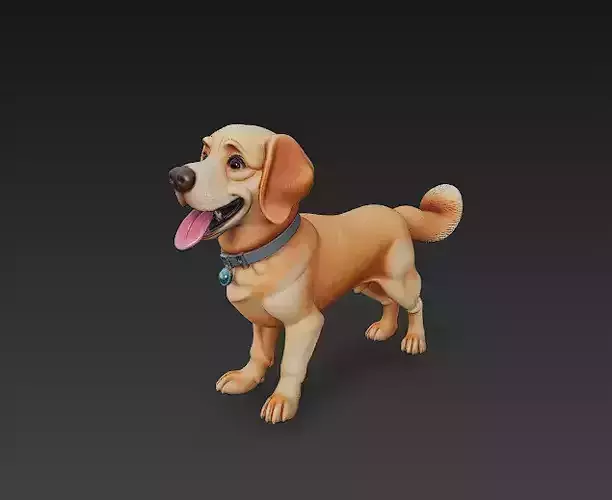 Golden Retriever 3D Model Basic - Low Poly Simple