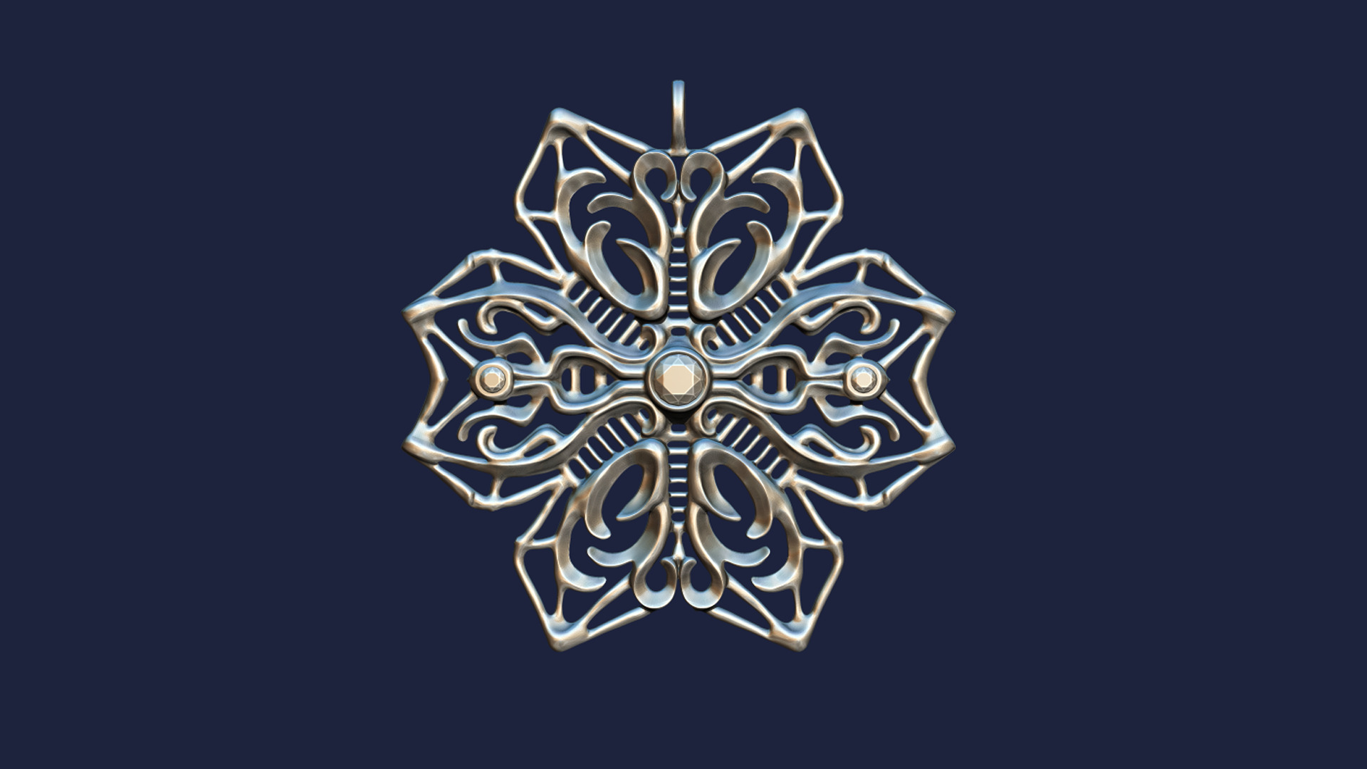 Celestial Frost Filigree Pendant 3D print model_2